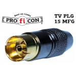 TV PLG 15MFG Pro.fi.con female golden socket TV 9.5mm, άριστης ποιότητας επίχρυσο μεταλλικό θηλυκό ίσιο φις PAL καλωδίου